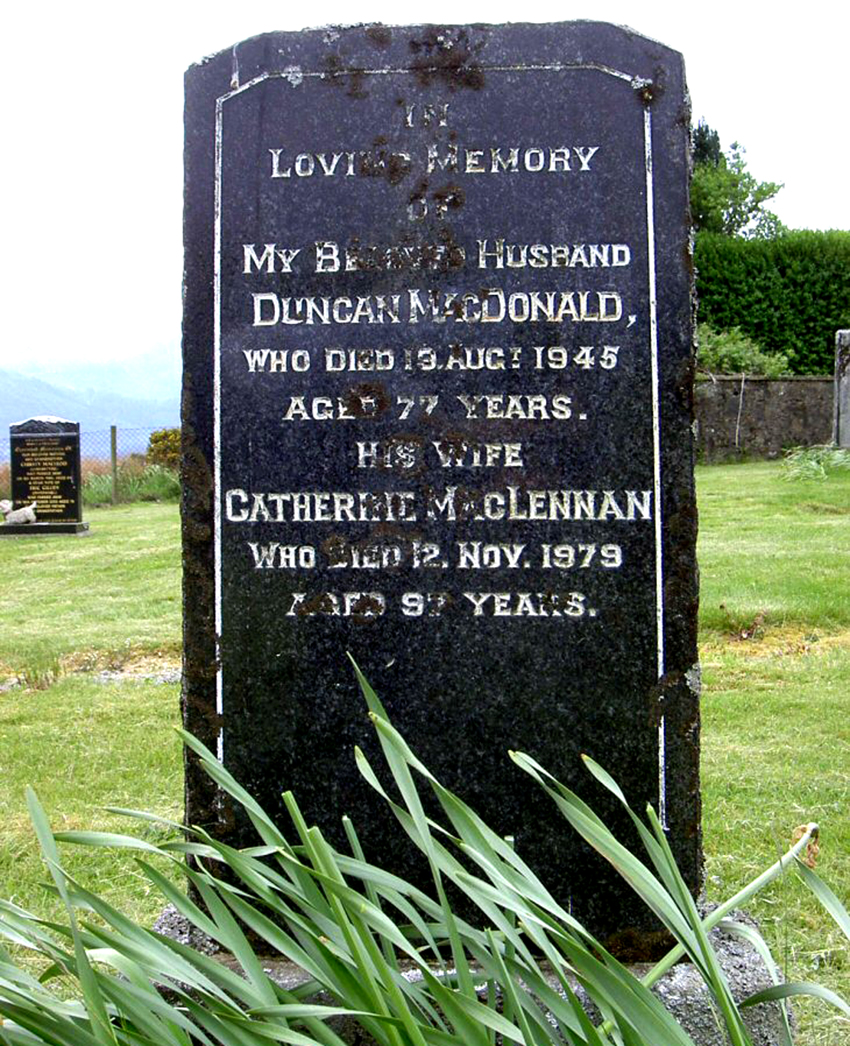 Photo of headstones/Catherine MacLennan d1979 hdstn Clachan Duich New
